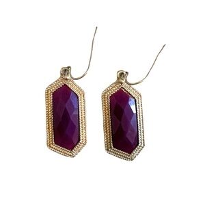 2/$15 Purple & Gold Geometric Drop Earrings | Faceted Stone Statement Jewelry